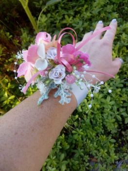 Kytice svatební-růžový náramek pro družičky,svědkyni,maminky
